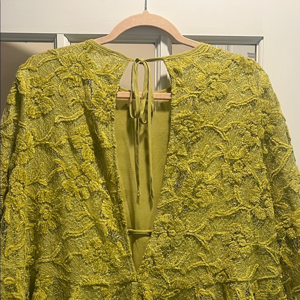 Free People Chartreuse Lace Flare Dress - Picture 9 of 10
